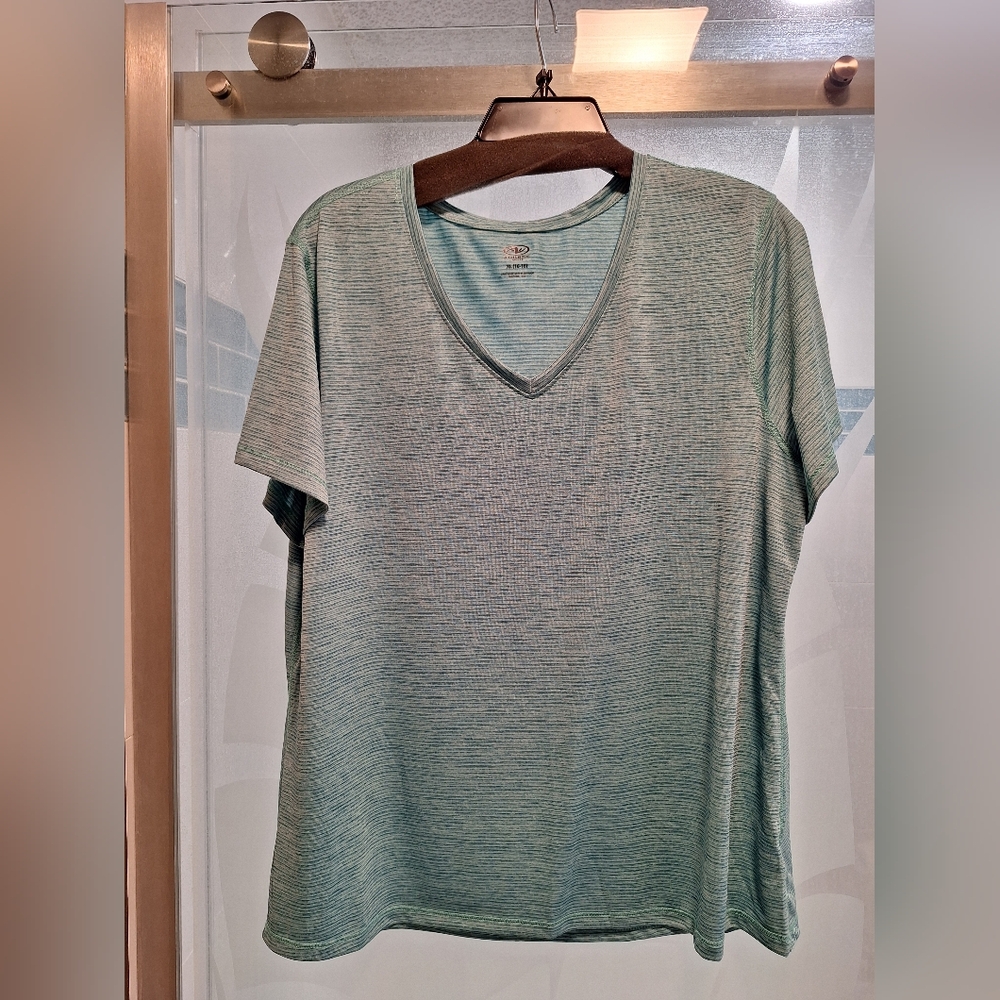 Athletic Works Teal Heathered V-Neck Tee